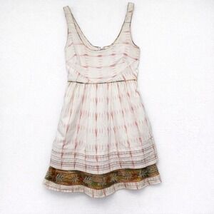 New Romantics Dress Sleeveless‎ Cream Orange Tribal Mini Boho Indie Festival